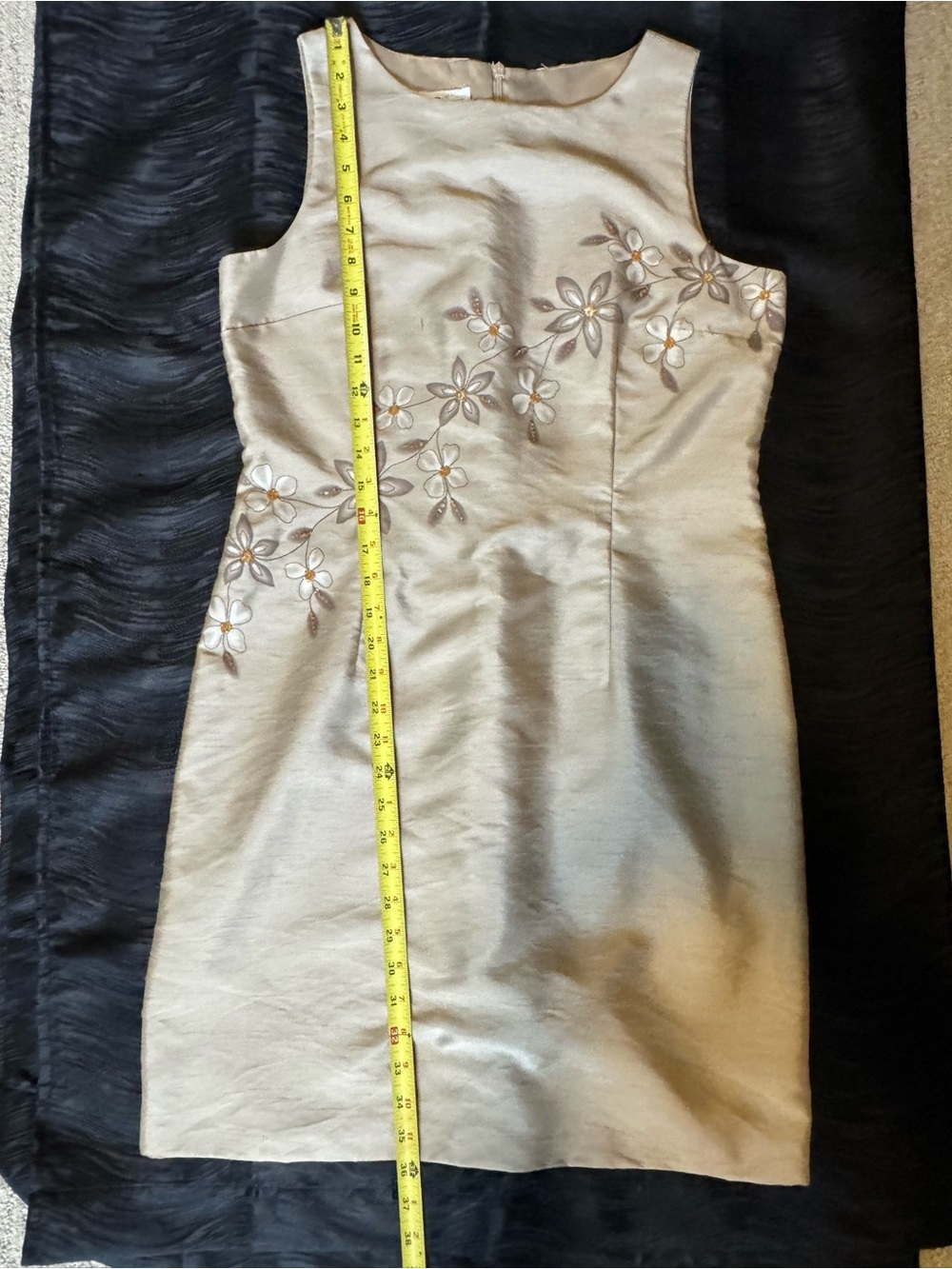 Byer California Champagne Floral Embroidered Sheath Dress Sz 12P